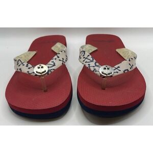 Brighton Anchor Ahoy Flip Flop Women's Sz 5 Red White Blue Rubber Patriotic